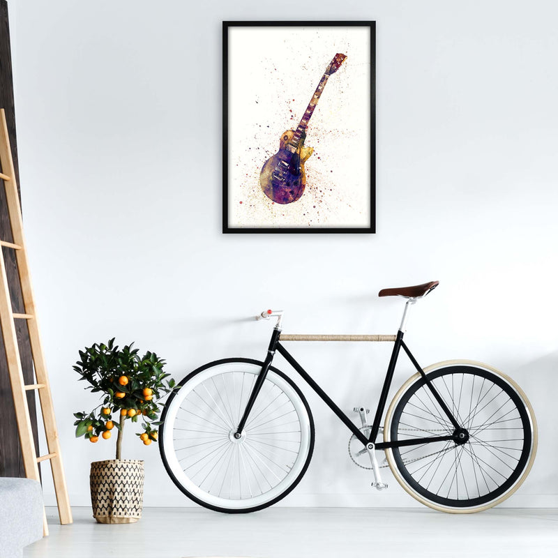 Electric Guitar Watercolour Ii Print by Michael Tompsett A1 White Frame