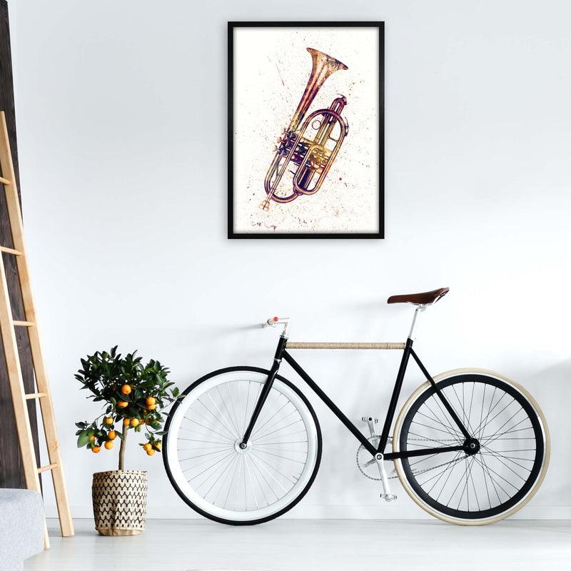 Cornet Watercolour Music Art Print by Michael Tompsett A1 White Frame