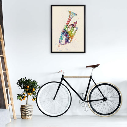 Cornet Watercolour Multi-Colour Print by Michael Tompsett A1 White Frame