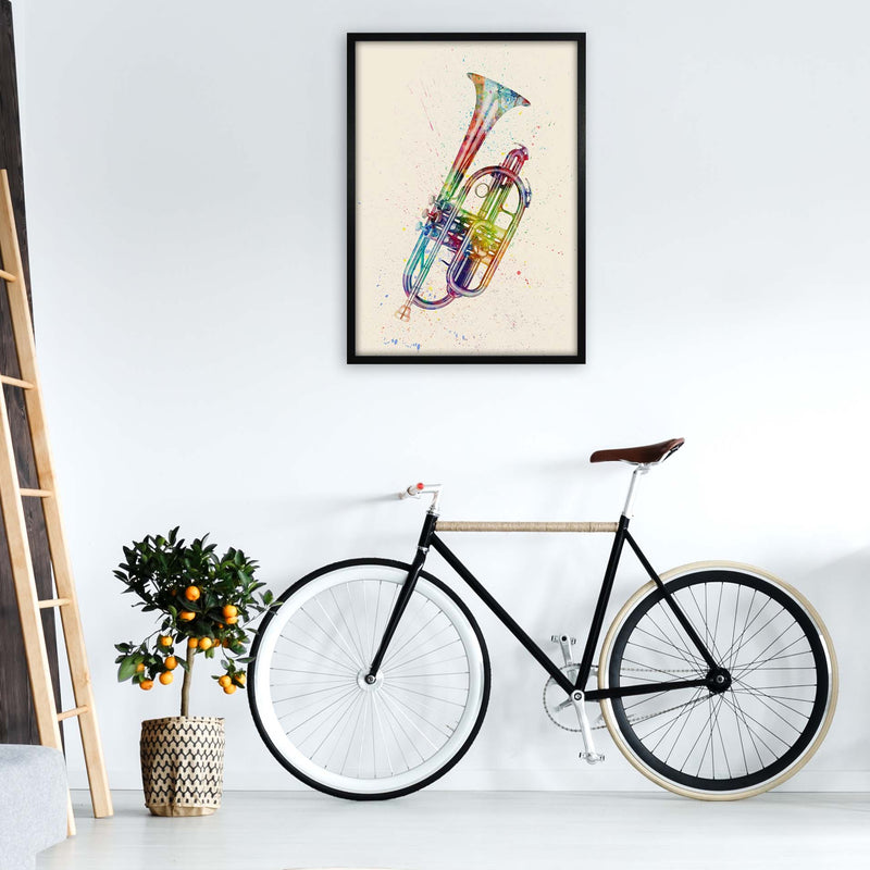 Cornet Watercolour Multi-Colour Print by Michael Tompsett A1 White Frame