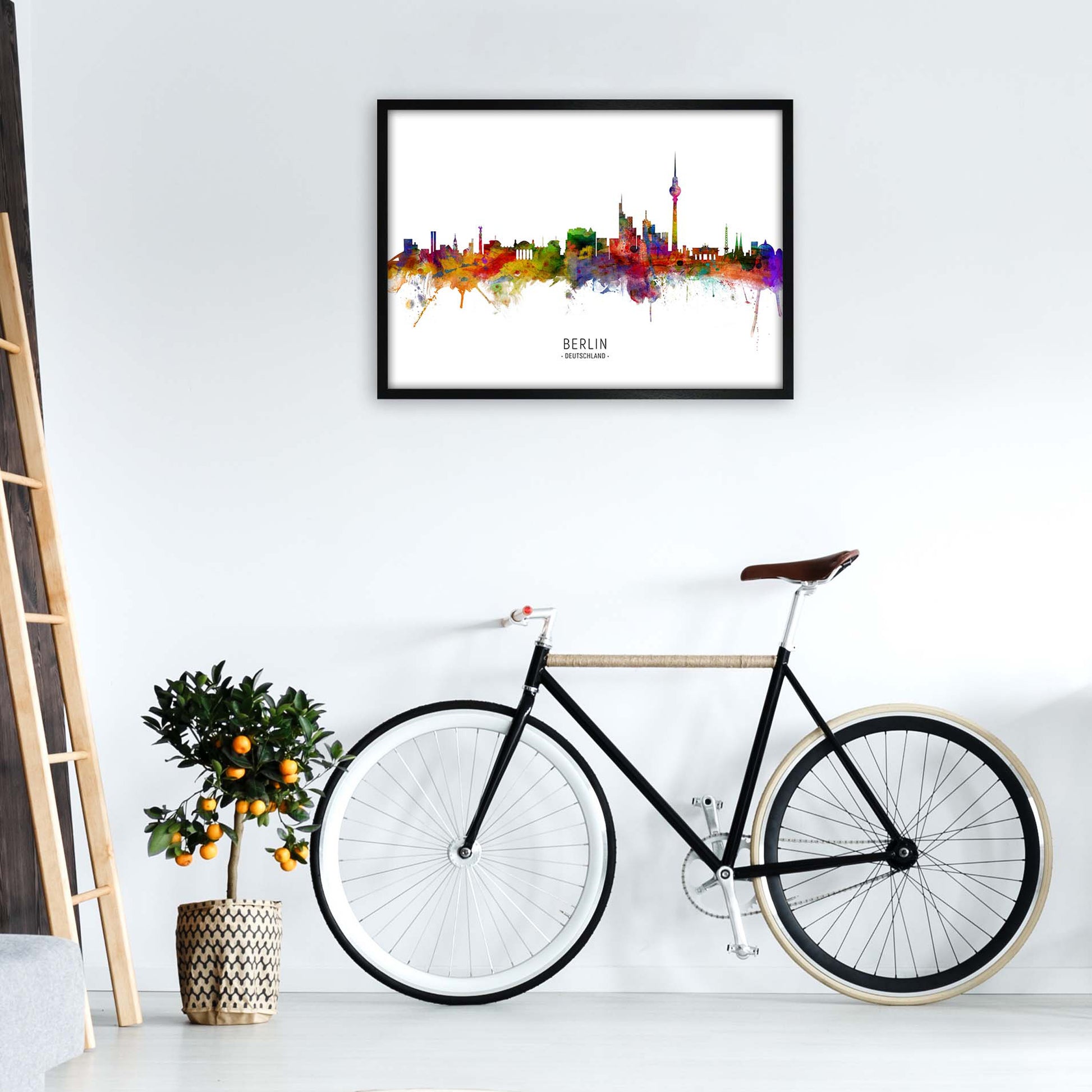 Berlin Deutschland Skyline Art Print by Michael Tompsett A1 White Frame