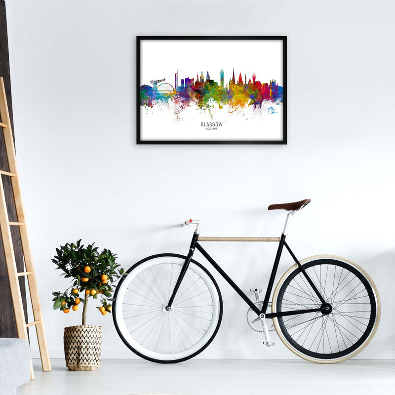 Glasgow Scotland Skyline Art Print by Michael Tompsett A1 White Frame