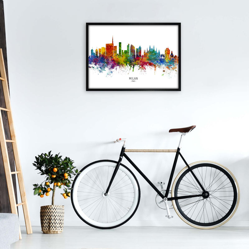 Milan Italy Skyline Art Print by Michael Tompsett A1 White Frame