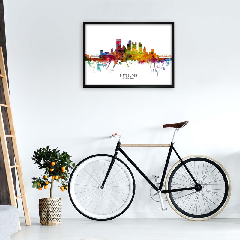 Pittsburgh Pennsylvania Skyline Art Print by Michael Tompsett A1 White Frame