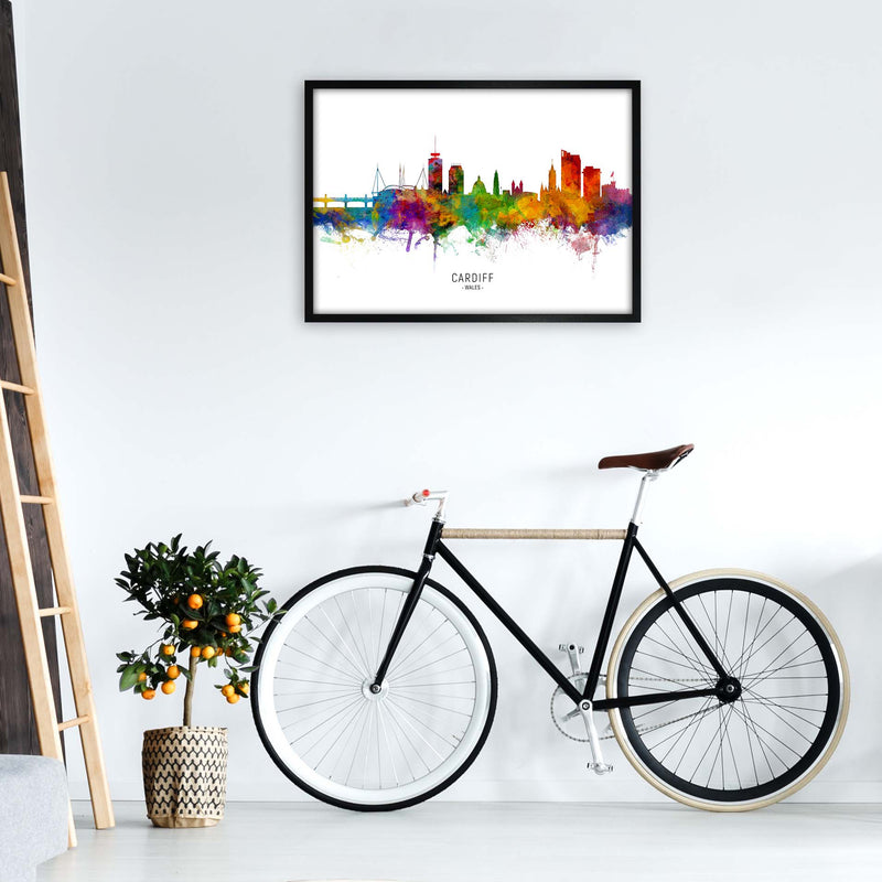 Cardiff Wales Skyline Art Print by Michael Tompsett A1 White Frame