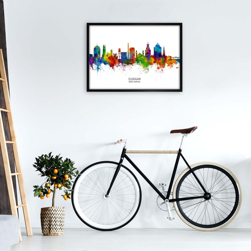 Durham North Carolina Skyline Art Print by Michael Tompsett A1 White Frame