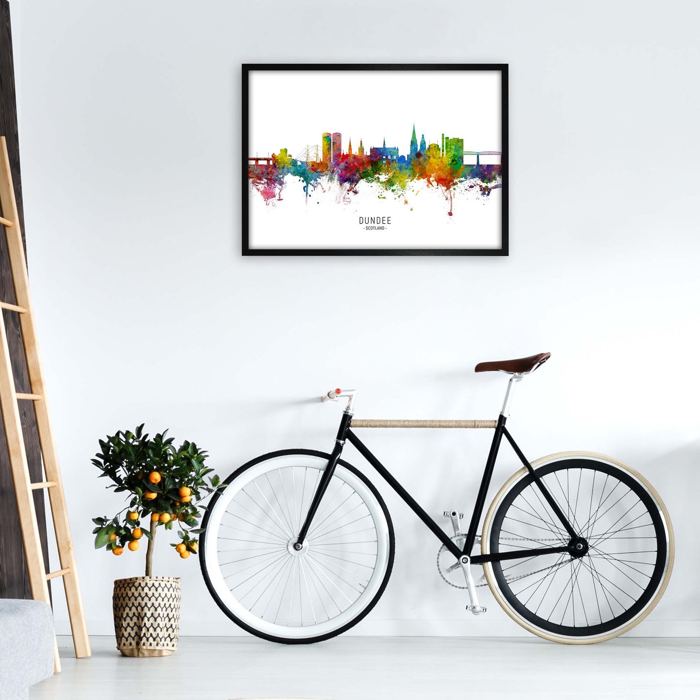 Dundee Scotland Skyline Art Print by Michael Tompsett A1 White Frame