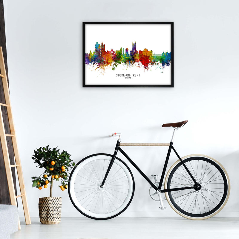 Stoke-On-Trent England Skyline Art Print by Michael Tompsett A1 White Frame