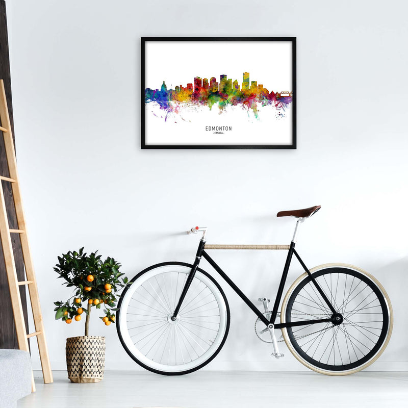 Edmonton Canada Skyline Art Print by Michael Tompsett A1 White Frame
