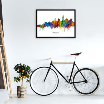 Santorini Greece Skyline Art Print by Michael Tompsett A1 White Frame