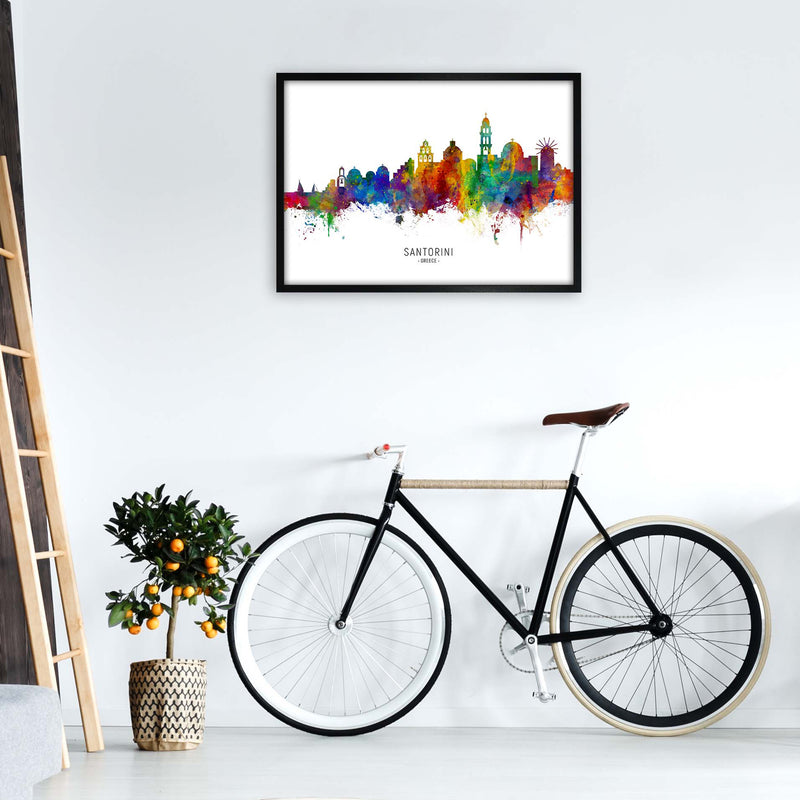 Santorini Greece Skyline Art Print by Michael Tompsett A1 White Frame