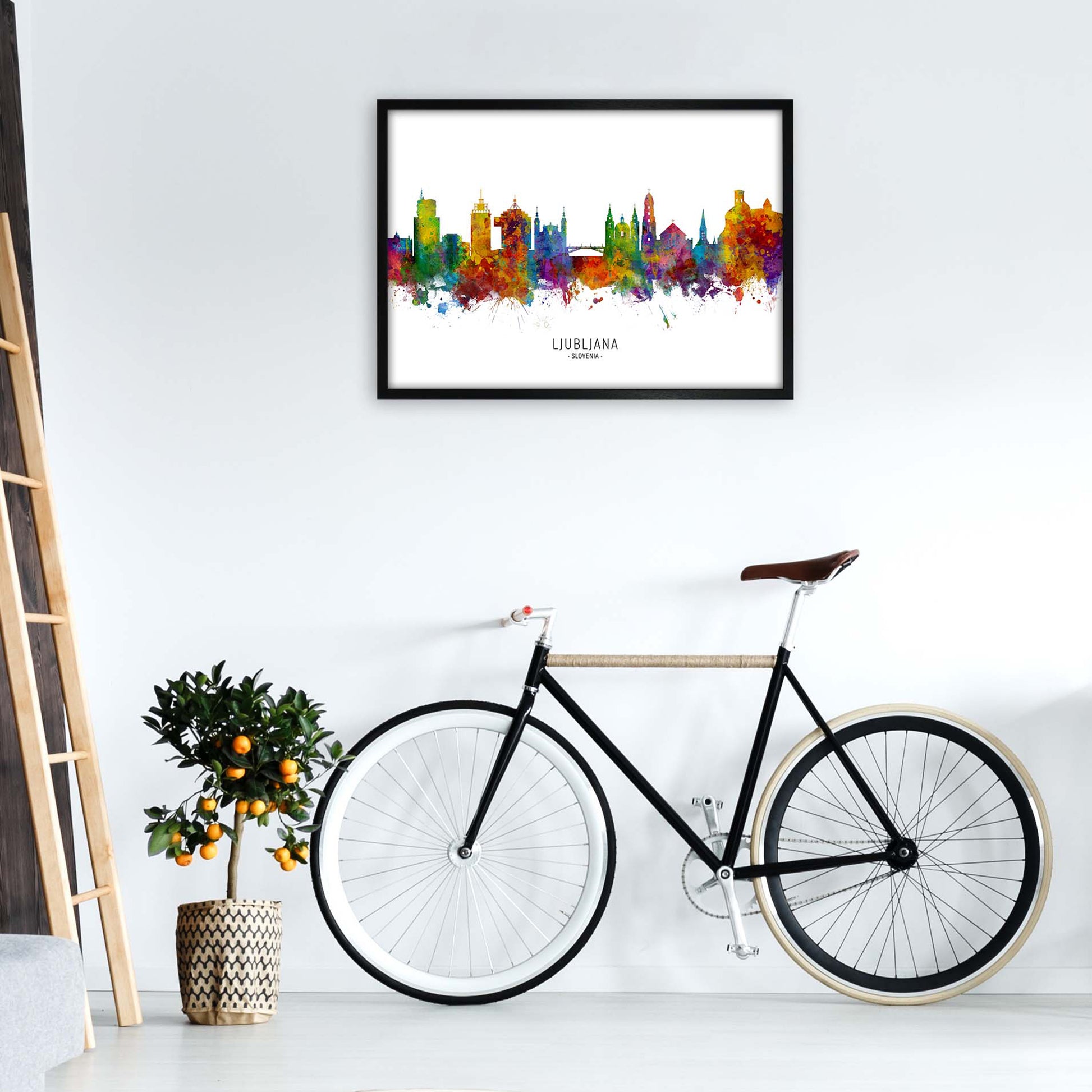Ljubljana Slovenia Skyline Art Print by Michael Tompsett A1 White Frame