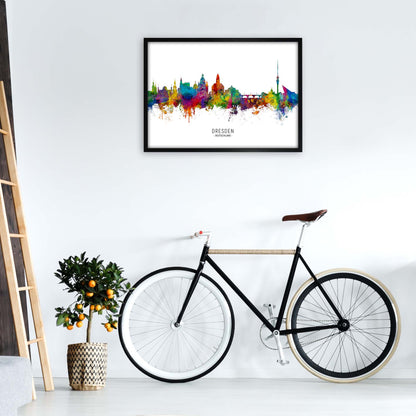 Dresden Deutschland Skyline Art Print by Michael Tompsett A1 White Frame