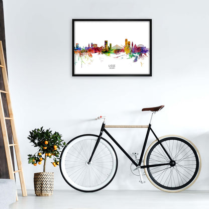 Liege Belgium Skyline Art Print by Michael Tompsett A1 White Frame