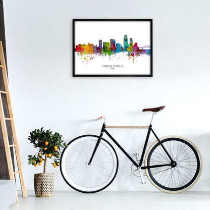 Corpus Christi Texas Skyline Art Print by Michael Tompsett A1 White Frame