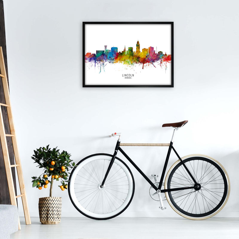 Lincoln Nebraska Skyline Art Print by Michael Tompsett A1 White Frame