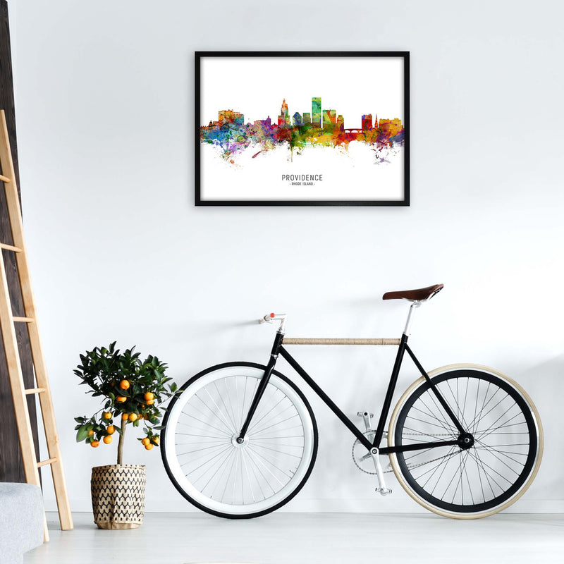 Providence Rhode Island Skyline Art Print by Michael Tompsett A1 White Frame