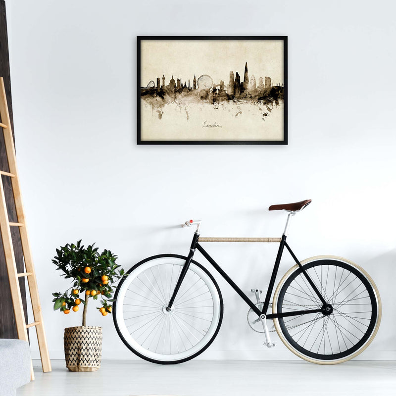 London England Skyline Vintage  Art Print by Michael Tompsett A1 White Frame