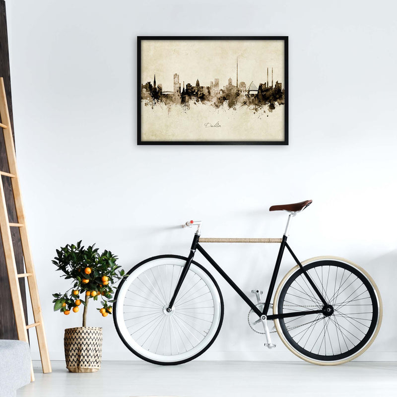Dublin Ireland Skyline Vintage  Art Print by Michael Tompsett A1 White Frame