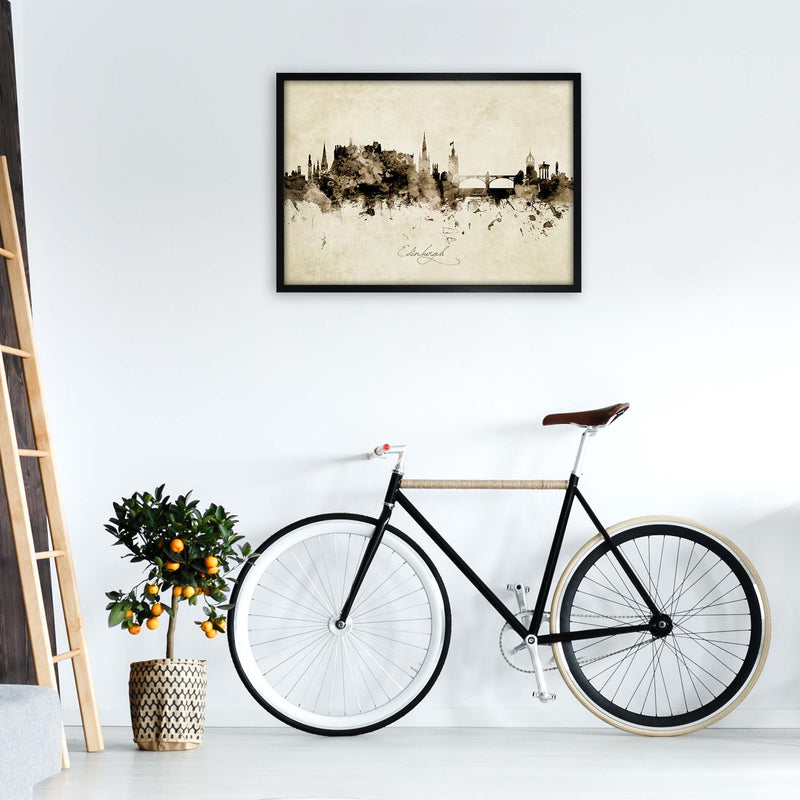 Edinburgh Scotland Skyline Vintage Print by Michael Tompsett A1 White Frame