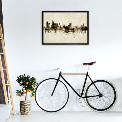 Liverpool England Skyline Vintage Print by Michael Tompsett A1 White Frame