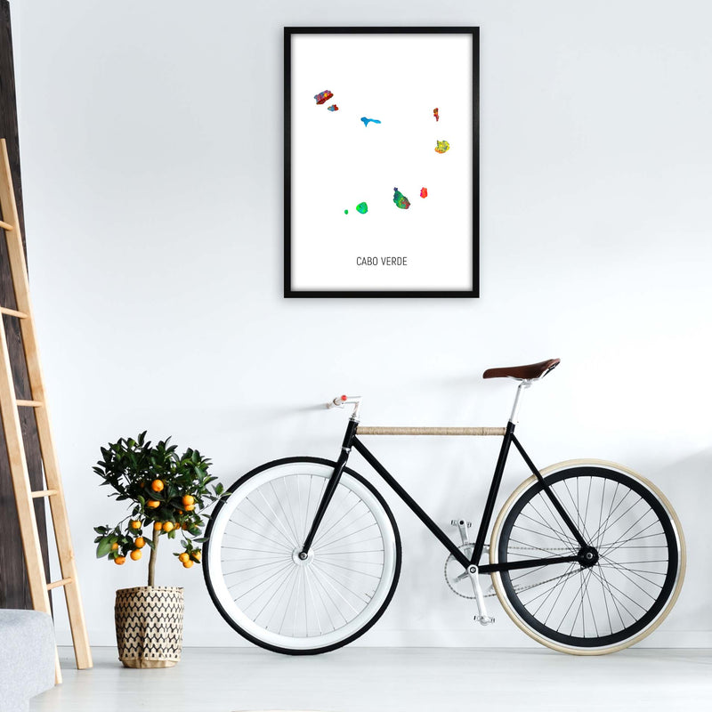 Cabo Verde Watercolour Map Art Print by Michael Tompsett A1 White Frame