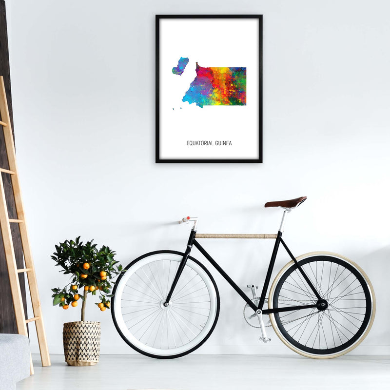 Equatorial Guinea Watercolour Map Print by Michael Tompsett A1 White Frame