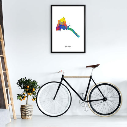 Eritrea Watercolour Map Art Print by Michael Tompsett A1 White Frame