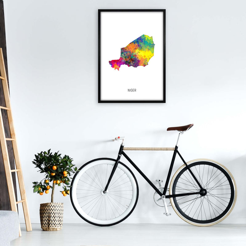 Niger Watercolour Map Art Print by Michael Tompsett A1 White Frame