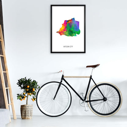 Vatican City Watercolour Map Art Print by Michael Tompsett A1 White Frame