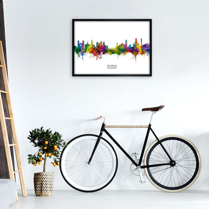 Nashua New Hampshire Skyline Art Print by Michael Tompsett A1 White Frame