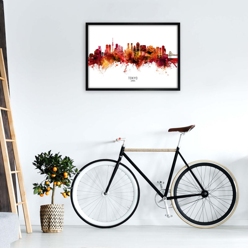 Tokyo Japan Skyline Red City Name Print by Michael Tompsett A1 White Frame