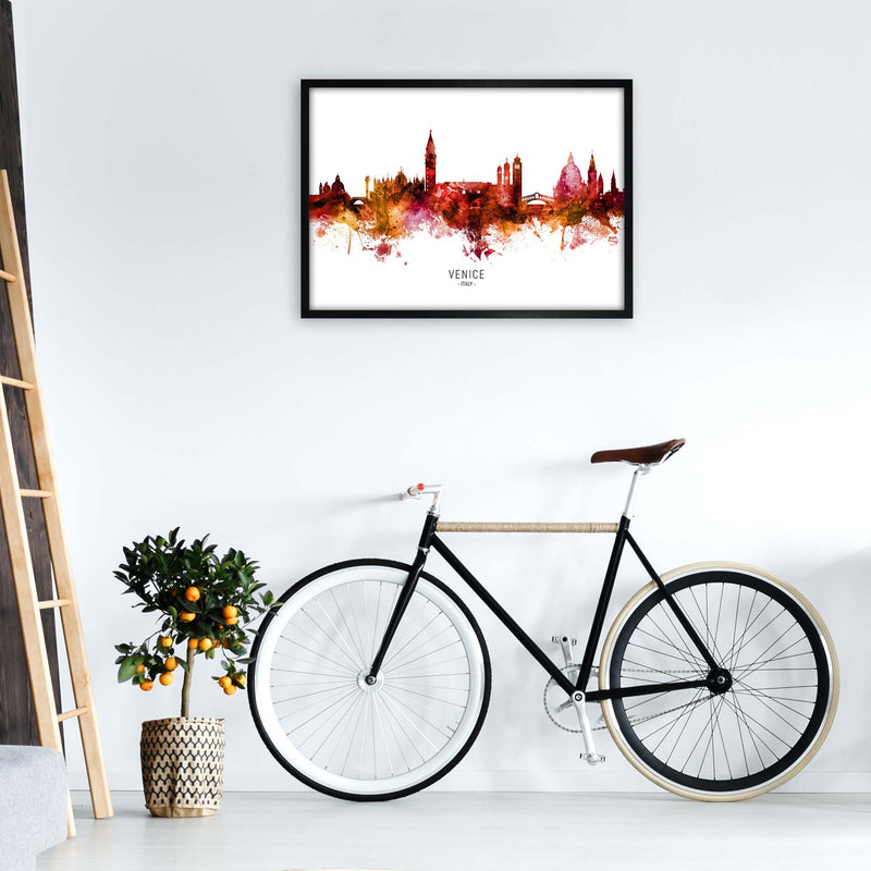 Venice Italy Skyline Red City Name Print by Michael Tompsett A1 White Frame