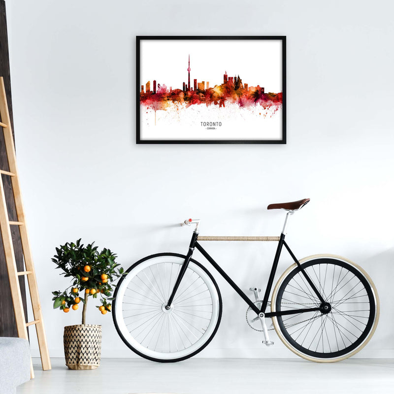 Toronto Canada Skyline Red City Name  by Michael Tompsett A1 White Frame