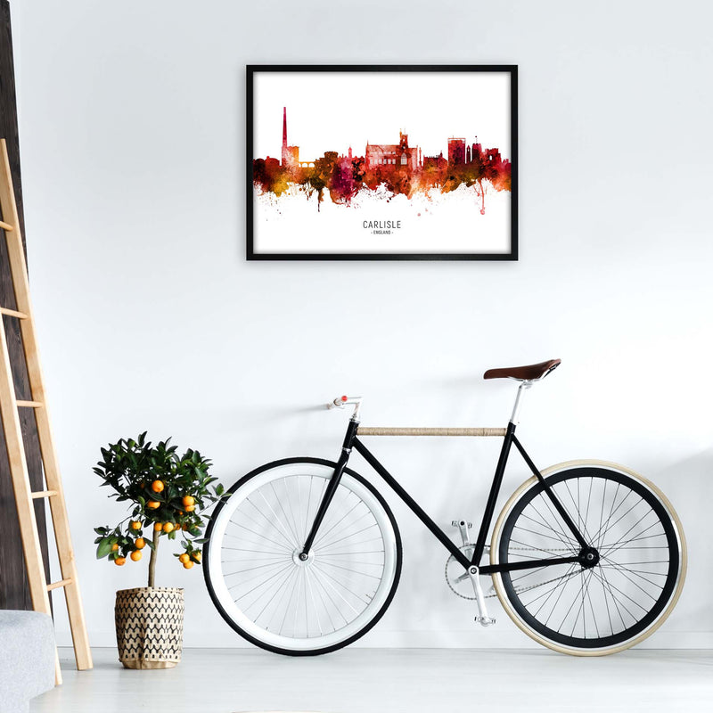 Carlisle England Skyline Red City Name  by Michael Tompsett A1 White Frame