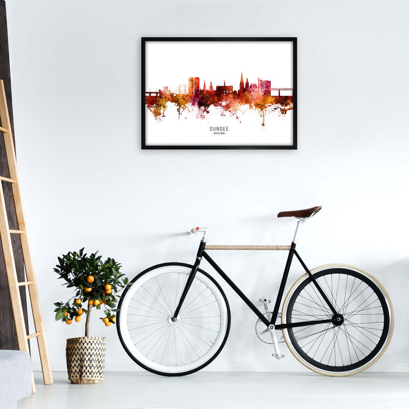 Dundee Scotland Skyline Red City Name  by Michael Tompsett A1 White Frame
