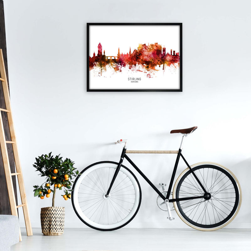 Stirling Scotland Skyline Red City Name  by Michael Tompsett A1 White Frame