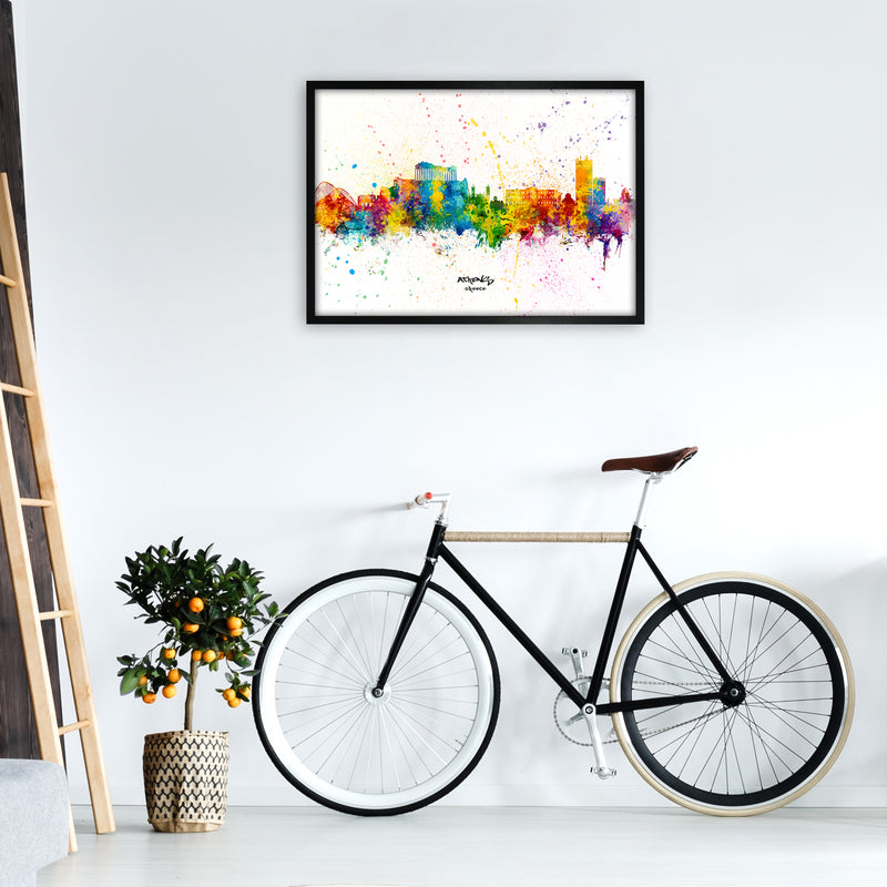 Athens Greece Skyline Splash Art Print by Michael Tompsett A1 White Frame