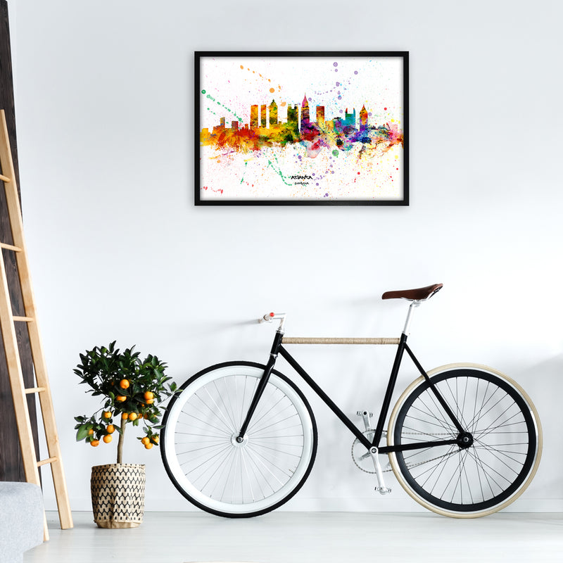 Atlanta Georgia Skyline Splash Art Print by Michael Tompsett A1 White Frame