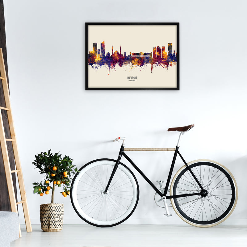 Beirut Lebanon Skyline Autumn City Name Art Print by Michael Tompsett A1 White Frame