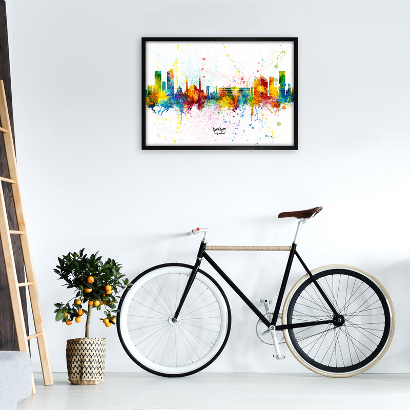 Beirut Lebanon Skyline Splash Art Print by Michael Tompsett A1 White Frame