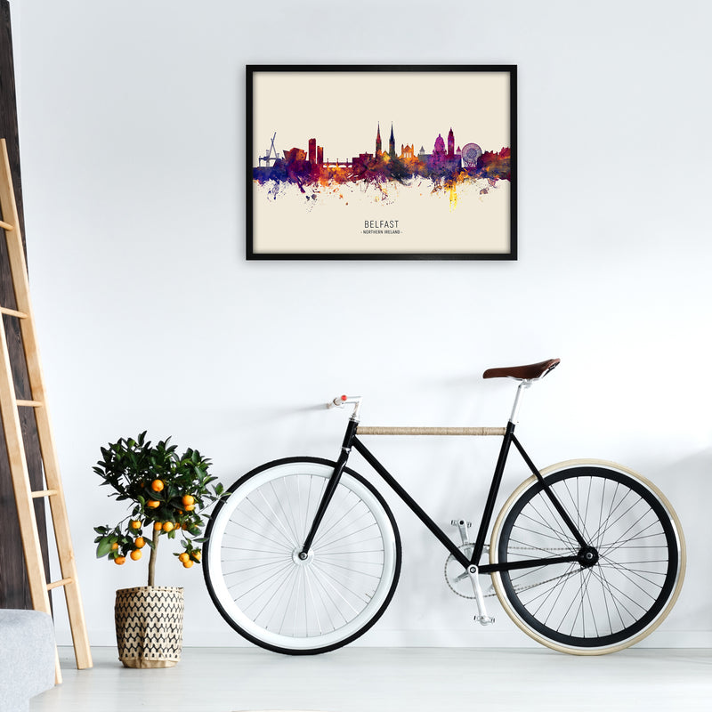 Belfast Northern Ireland Skyline Autumn City Name Art Print by Michael Tompsett A1 White Frame