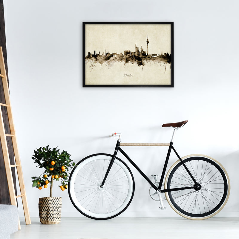 Berlin Germany Skyline Vintage Art Print by Michael Tompsett A1 White Frame
