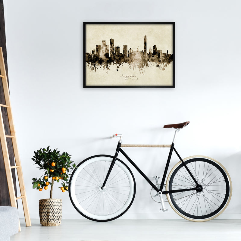 Birmingham England Skyline Vintage Art Print by Michael Tompsett A1 White Frame