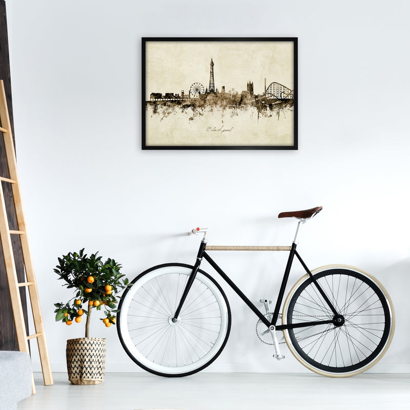 Blackpool England Skyline Vintage Art Print by Michael Tompsett A1 White Frame