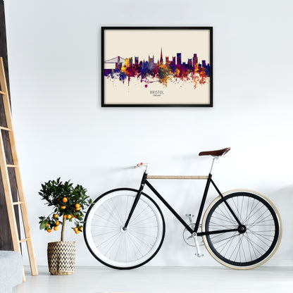 Bristol England Skyline Autumn City Name Art Print by Michael Tompsett A1 White Frame