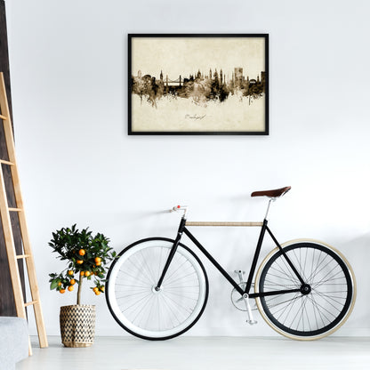 Budapest Hungary Skyline Vintage Art Print by Michael Tompsett A1 White Frame