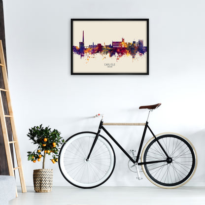 Carlisle England Skyline Autumn City Name Art Print by Michael Tompsett A1 White Frame