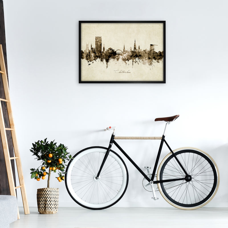 Cheltenham England Skyline Vintage Art Print by Michael Tompsett A1 White Frame