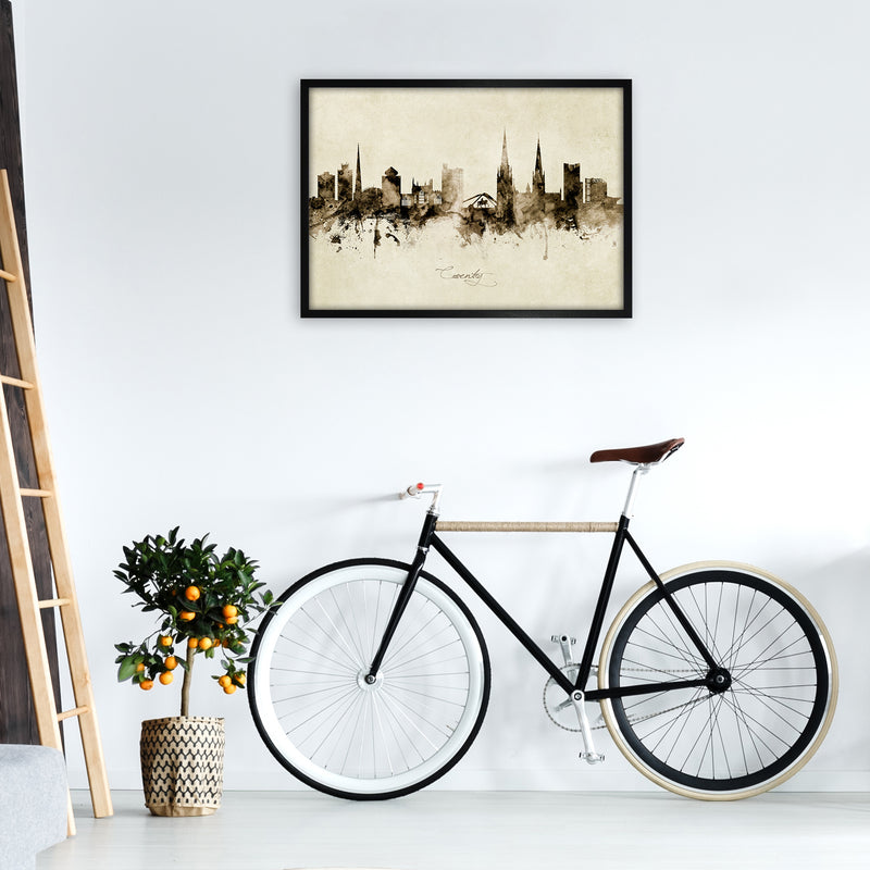 Coventry England Skyline Vintage Art Print by Michael Tompsett A1 White Frame